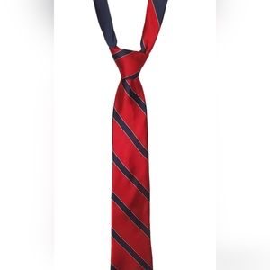 100% Silk Tommy Hilfiger Mens Neck Tie. Red with Navy Blue Striped Designs